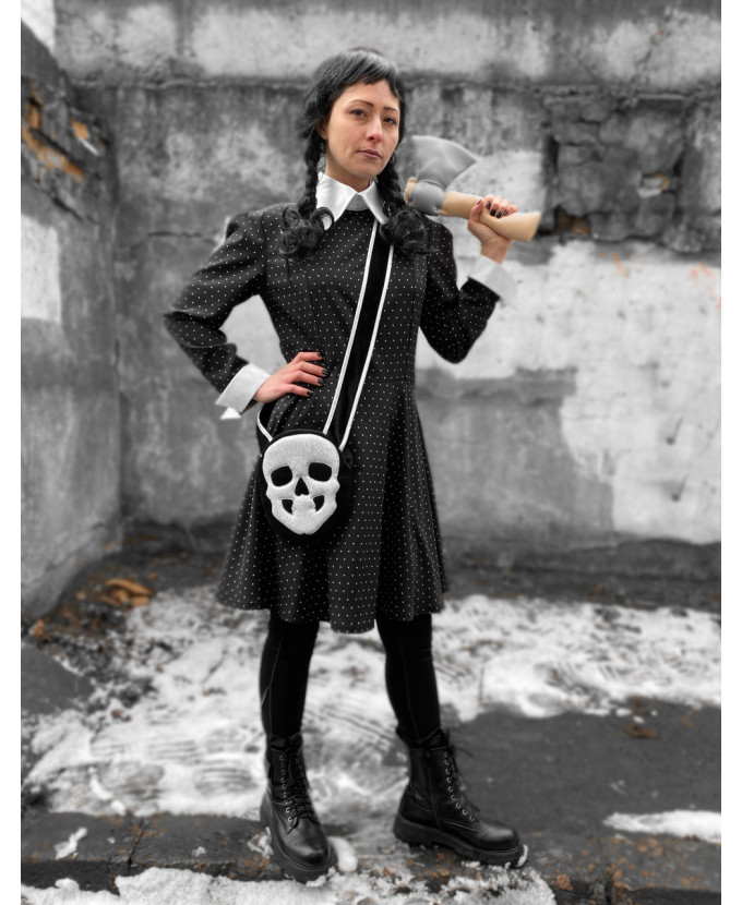 Карнавальний костюм для аніматорів Венсдей горох