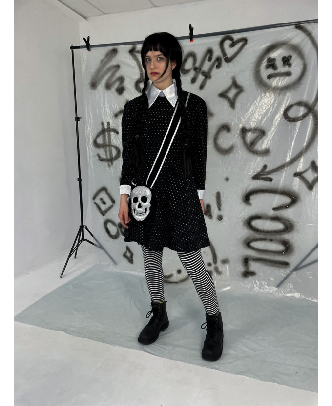 Карнавальний костюм для аніматорів Венсдей горох