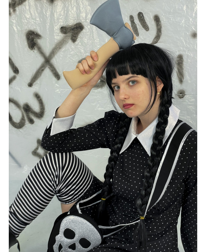 Карнавальний костюм для аніматорів Венсдей горох