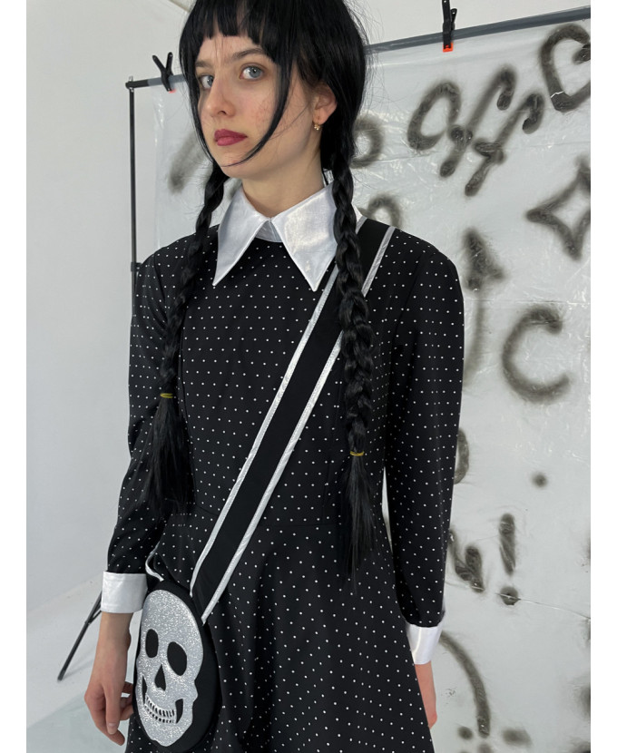 Карнавальний костюм для аніматорів Венсдей горох