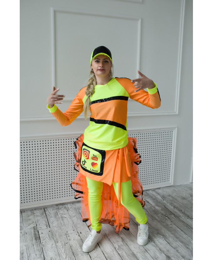 Купити костюм Блогер в спідниці неон для аніматорів