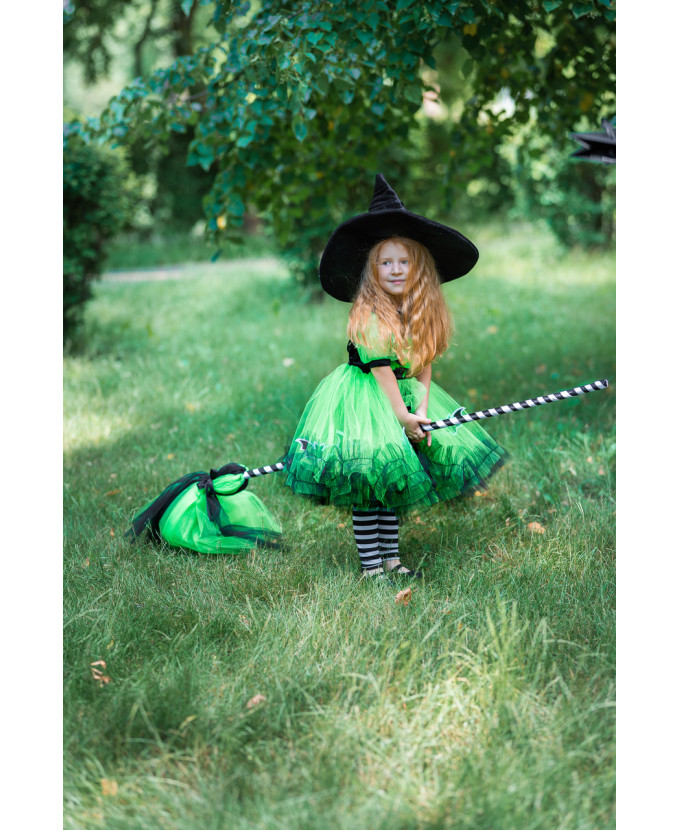 Дитячий костюм Відьмочка в зеленому для дівчинки на Хелловін