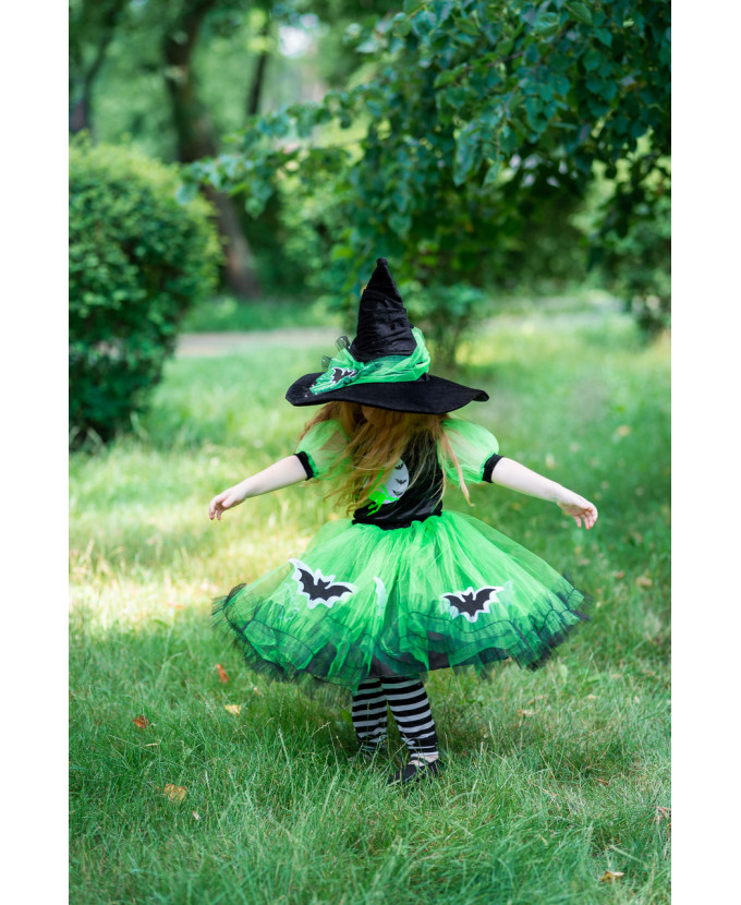 Дитячий костюм Відьмочка в зеленому для дівчинки на Хелловін