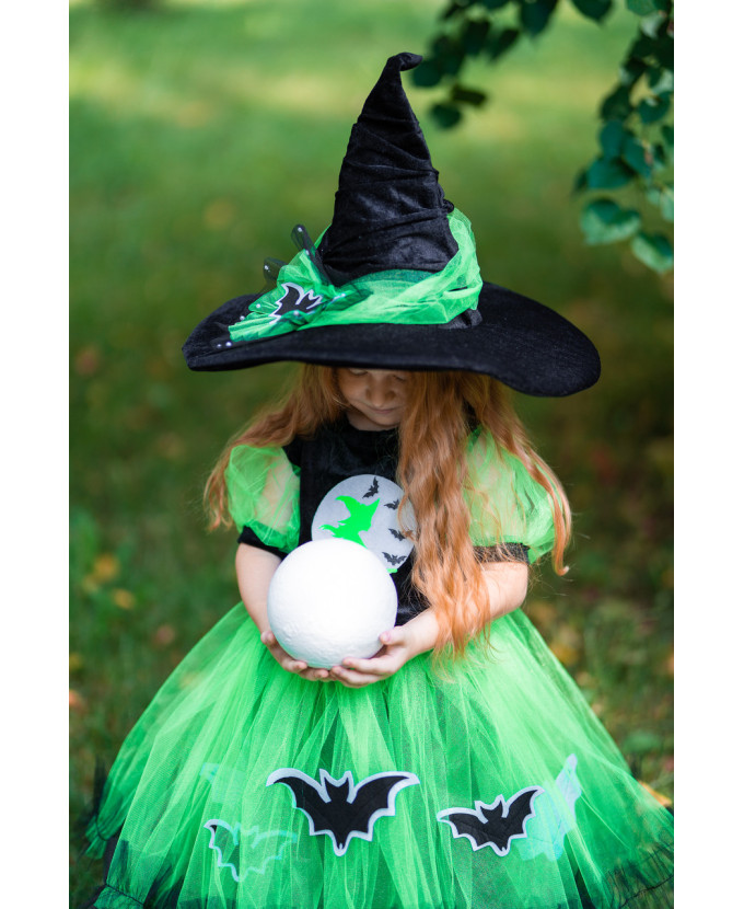 Дитячий костюм Відьмочка в зеленому для дівчинки на Хелловін